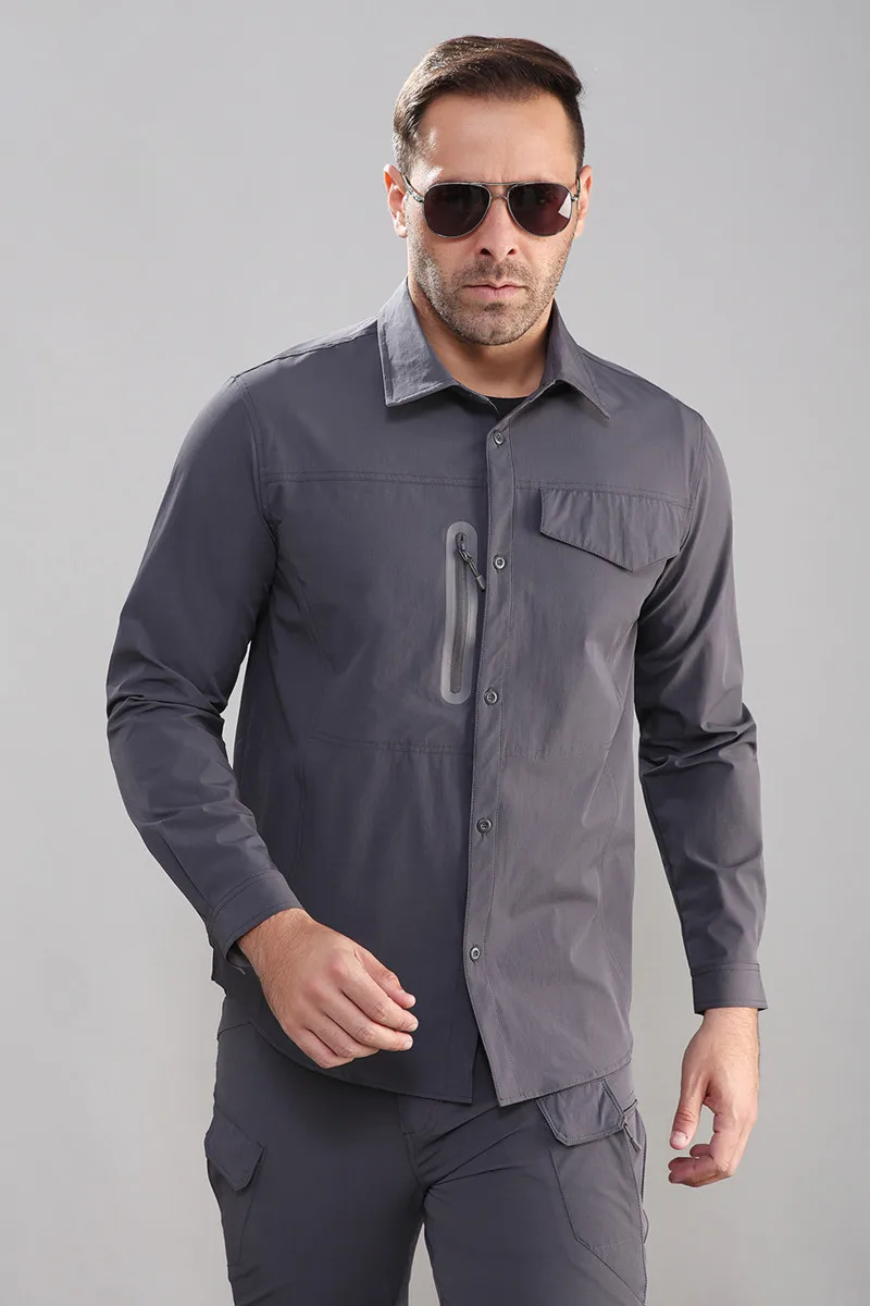 Для мужчин Открытый тактический быстросохнущая рубашка с длинным рукавом Водонепроницаемый туристическая Одежда Рыбалка рубашки в охотничьем стиле Одежда для кемпинга Кардиган Топы