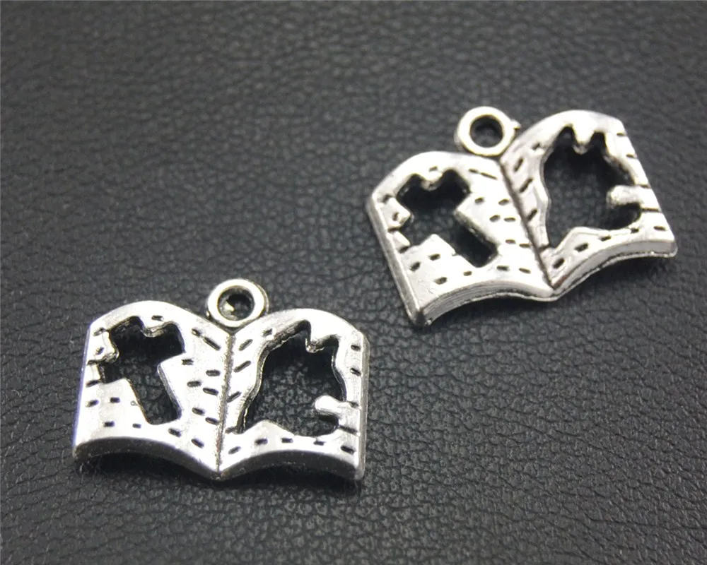 

50 pcs Antique Silver Cross and Dove Bible Charm DIY Metal Bracelet Necklace Jewelry Findings A918