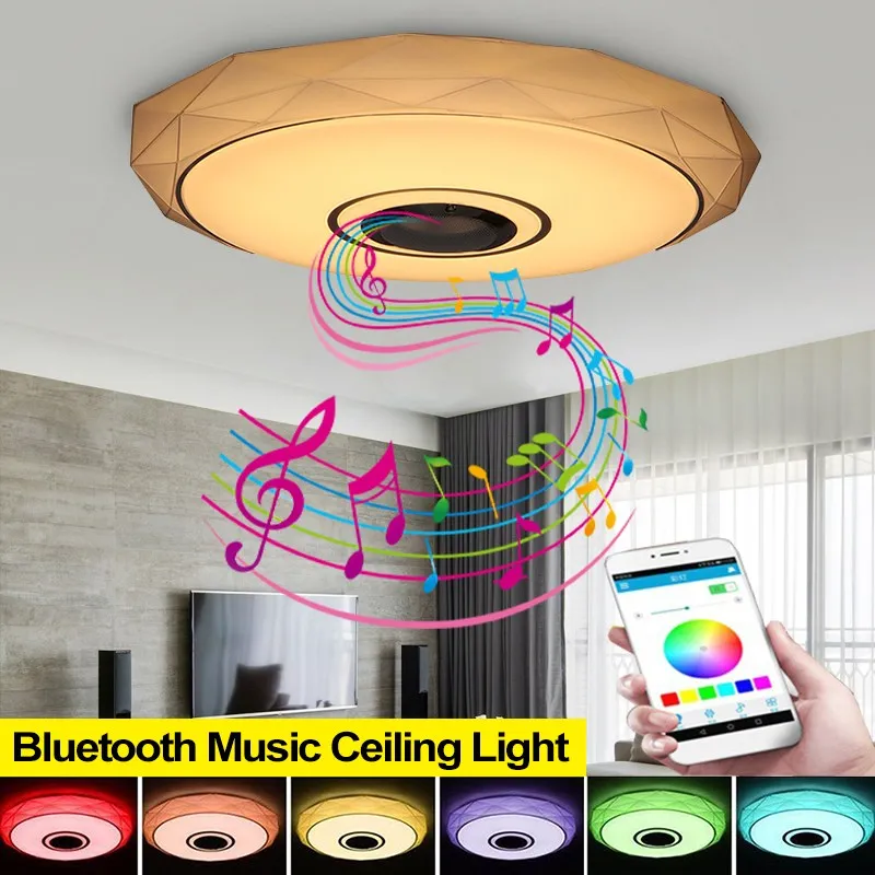 

Smuxi 36W LED Bluetooth Music Dimmable Ceiling Light Remote Control Changable Colorful Light Acrylic Decor For Home Room Office