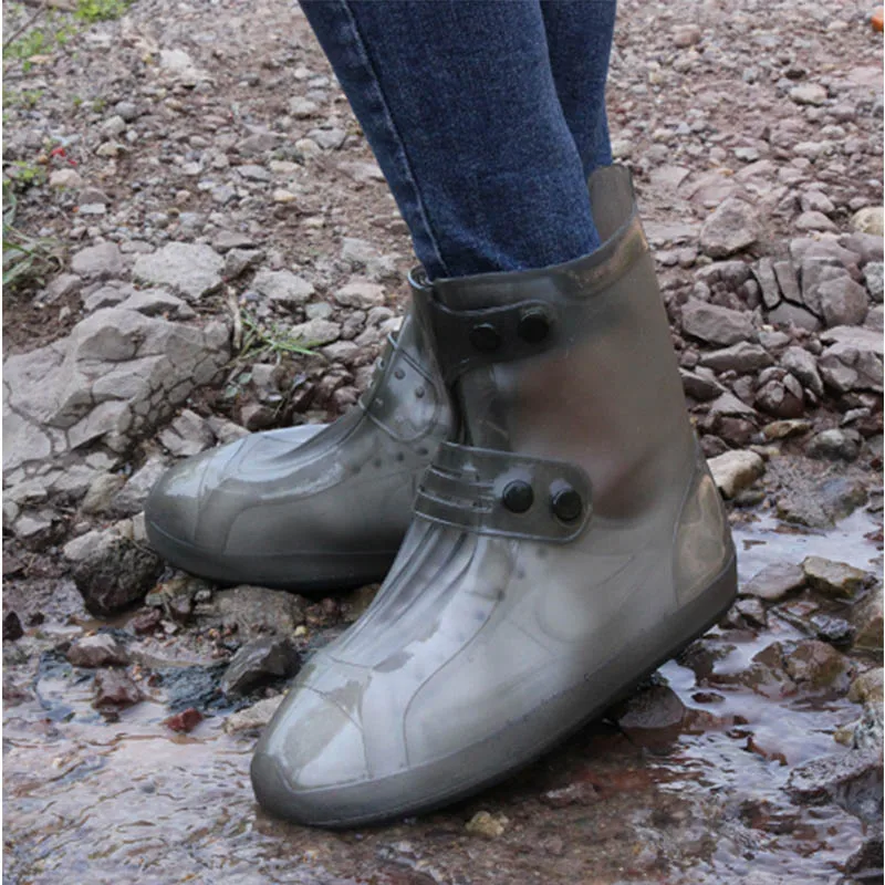 1 Pair Of Waterproof Protective Shoe Covers Unisex Buckle Rain Boots High To Help Non-slip Thickening Rain Boots PVC Soles
