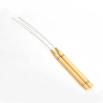 

OLD STREET Rings Wooden Hook Loop Hair Extension Pull Needle Beauty Threader 2pcs/lot