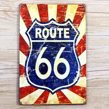 Высокое качество rzxd-165 Винтаж живопись "ROUTE 66" Олово Признаки плакат Книги по искусству домашнего декора Дом Кафе-бар из металла стены Книги по искусству 20x30 см