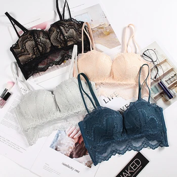 

Hollow Out Women Bras Lace Bralette Sexy Lingerie Underwear Wireless Padded Seamless Bra Ultra Strap Padded Bras for Women