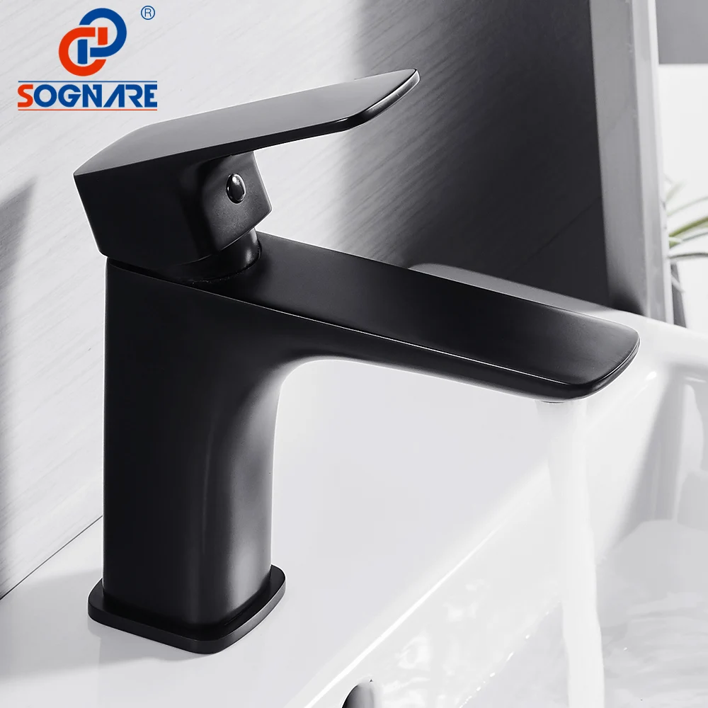 Cheap  SOGNARE Black Matte Bathroom Faucet Touch Faucet Black Taps Sink Water Tap Sink Waterfall Faucet fo