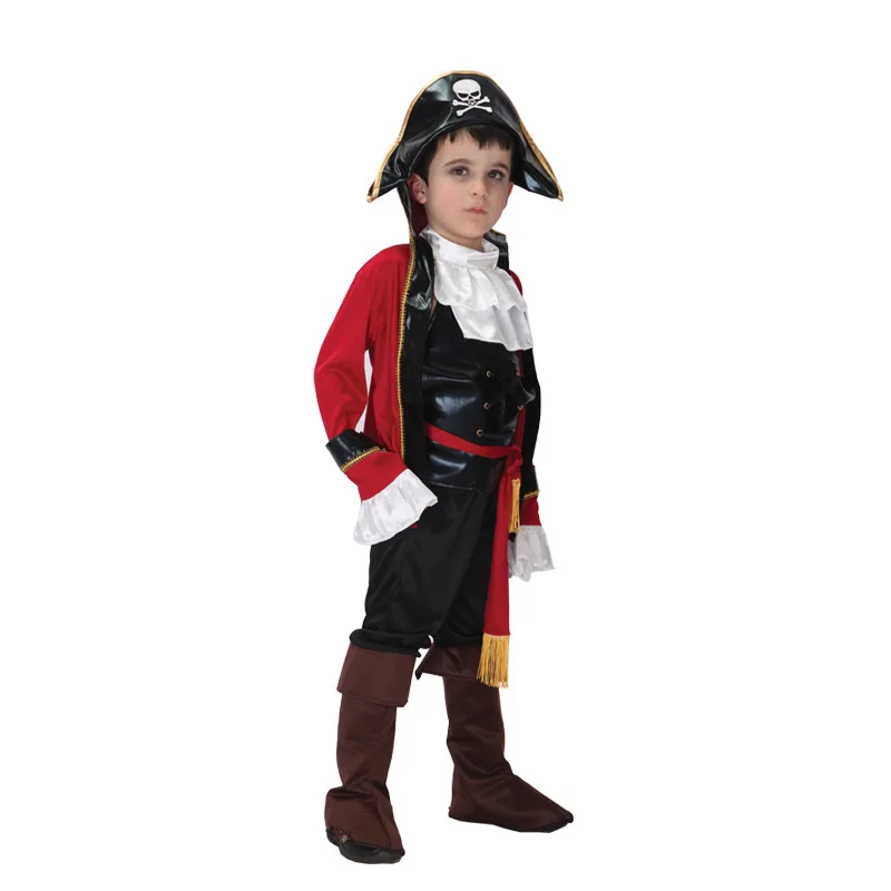 Костюм на Хэллоуин для детей, для мальчиков, Пират капитан Джек, воробей, шляпа, Детские вечерние пираты, карибы, косплей, карнавал, Рождество