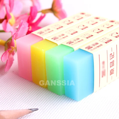 4pcs/lot Pencil erasers Jelly colored office rubber eraser School