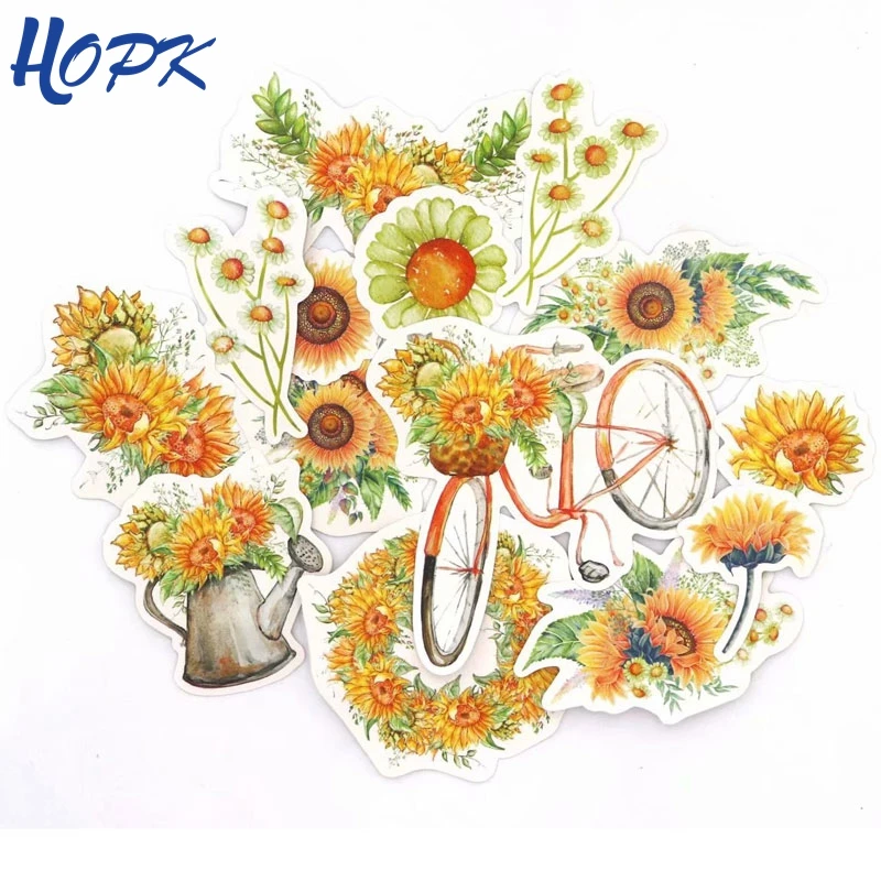 

14Pcs/pack Garden Flowers Decorative Sticker for Diary Journal Scrapbooking Stick Label Deco Paper Stickers Kids Stationery