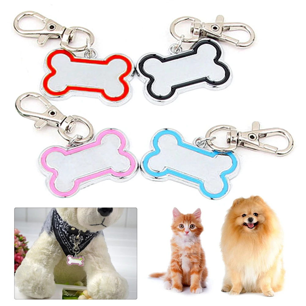 

1 Mini Pet Dog Cat ID Name Tag Personalized Puppy Name Tag Bone Shape 4color Custom ID Zinc Alloy Engraving Pet Label