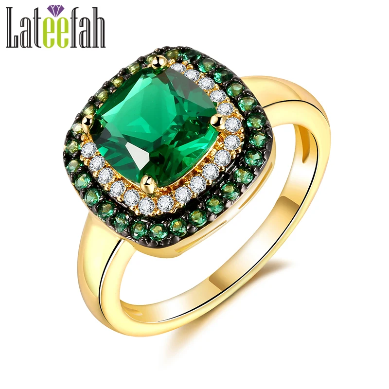 

Lateefah Vintage Wedding Rings for Women Cushion Cut Square Green Blue Red Stone Chocolate CZ Gold Engagement Ring Bague Femme