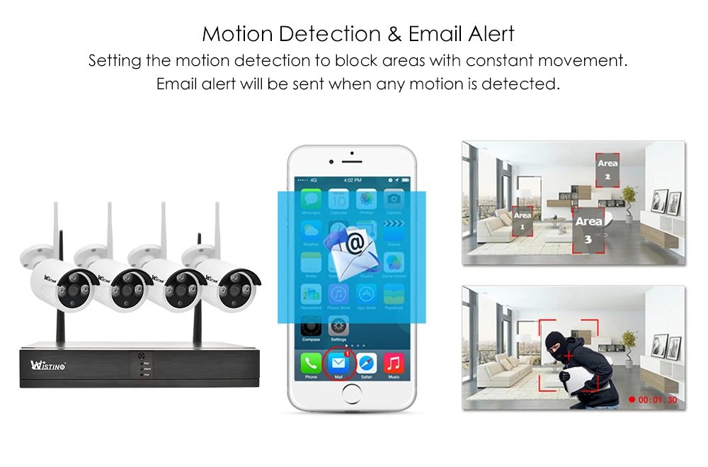 Wistino CCTV Wifi NVR Kits Outdoor Security IP Camera Waterproof IP66 Wireless Video Monitor P2P Surveillance Cameras System Kit XMeye (3)
