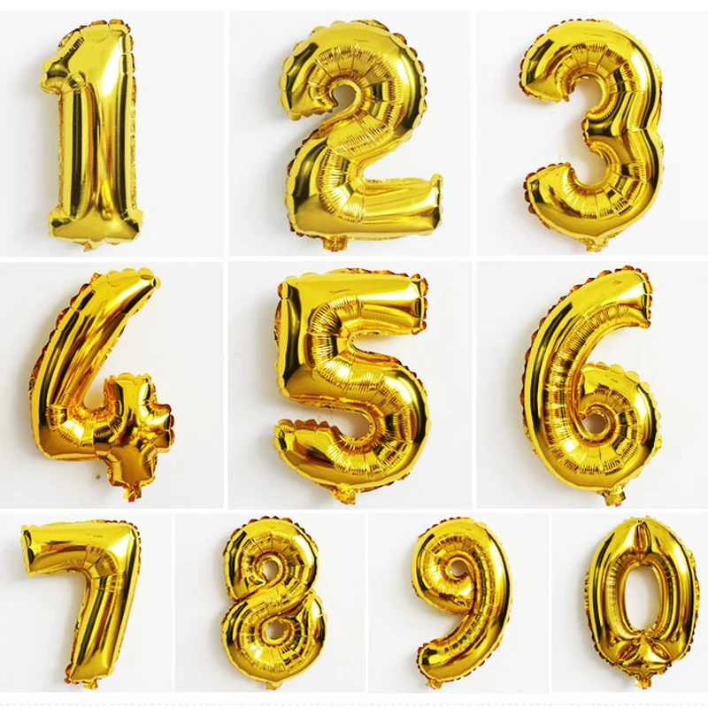 

Christmas Halloween 16 Inch Foil Balloon Large Helium Number Balloons Wedding Decoration Birthday Party Souvenirs Favors Golden