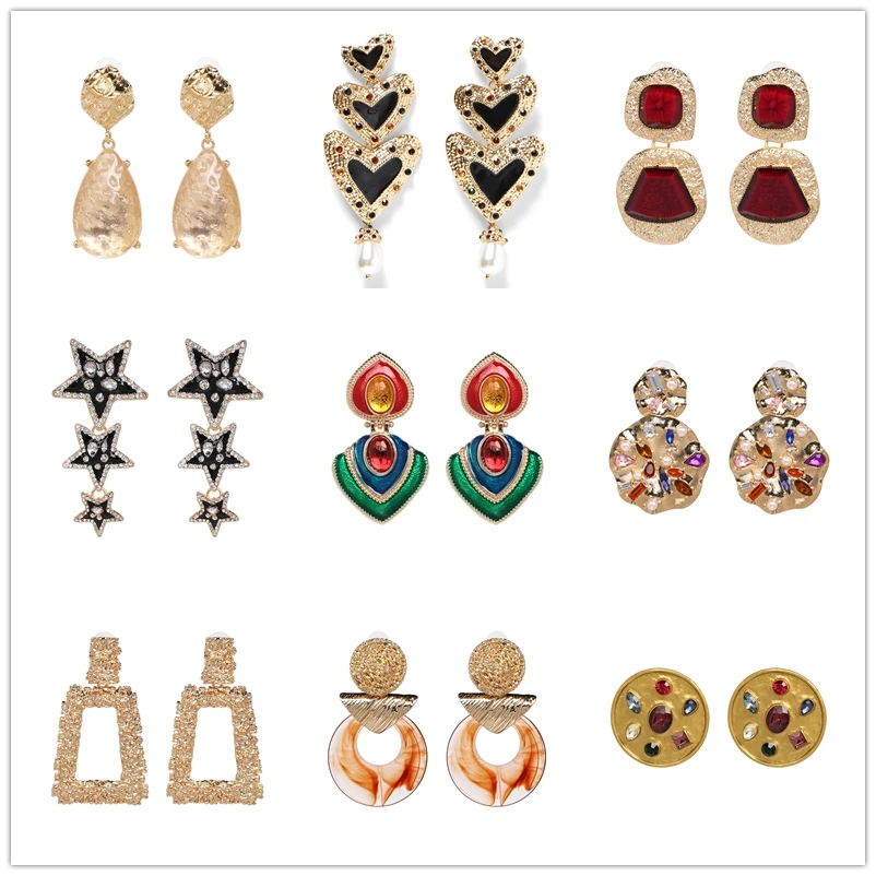 

AOTEMAN 2019 good quality Statement Earrings wedding jewelry Women Brand vintage Crystal Statement Earrings ZA Earrings