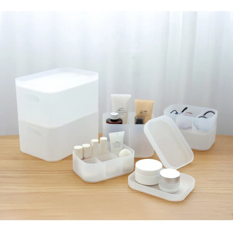 Mrosaa пластиковый матовый Настольный органайзер для макияжа коробка для хранения кистей ящик Косметика Уход за кожей чехол для хранения с крышкой