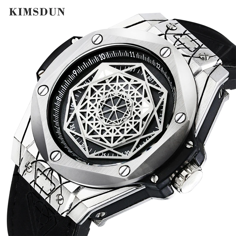 

KIMSDUN Luxury Fashion Personality Brand New Hot Men's Quartz Watch Silicone Strap Casual Sports Features Brand Watches Relogio