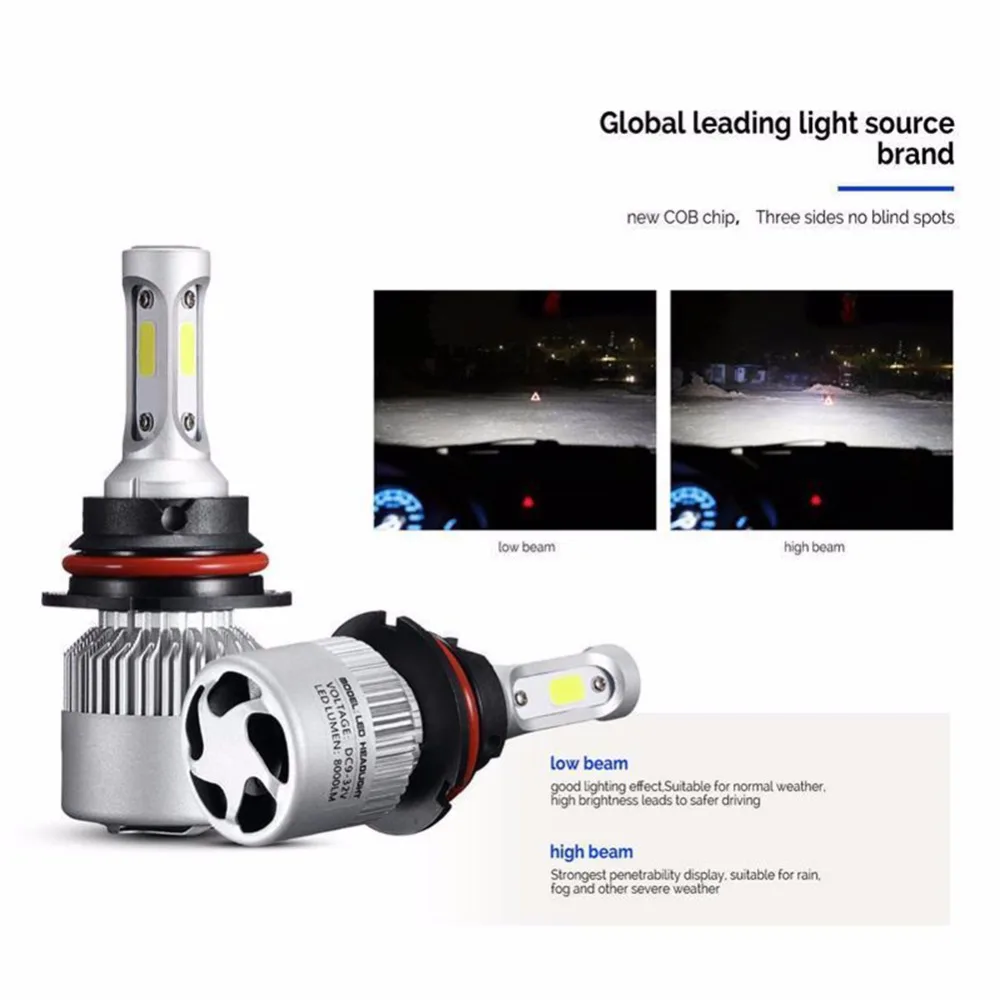 2 шт. автомобильные светодиодсветодиодный лампы 9007 HB5 6500K 8000LM|Передние LED-фары для