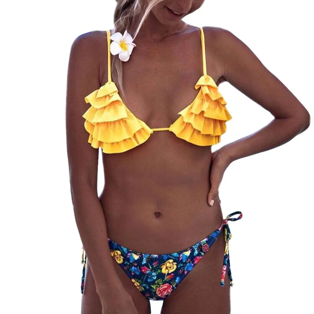 

Genuine MUQGEW Sexy Bikini Women Floral Print Beach Swimsuit Swimwear Bathing Monokini Padded Bikini Mujer De Una Pieza #XTJ