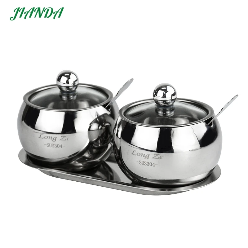 Online Caja de condimentos JIANDA tarros de sal y pimienta de acero inoxidable para especias caja de condimento Visual herramientas de cocina