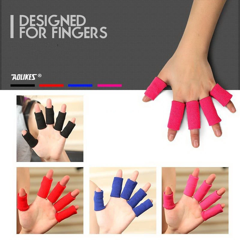10 Pcs Elastic Nylon Finger Sleeves Basketball Men Women Sports Safety Thumb Brace Protector For Volleyball Badminton Fitness