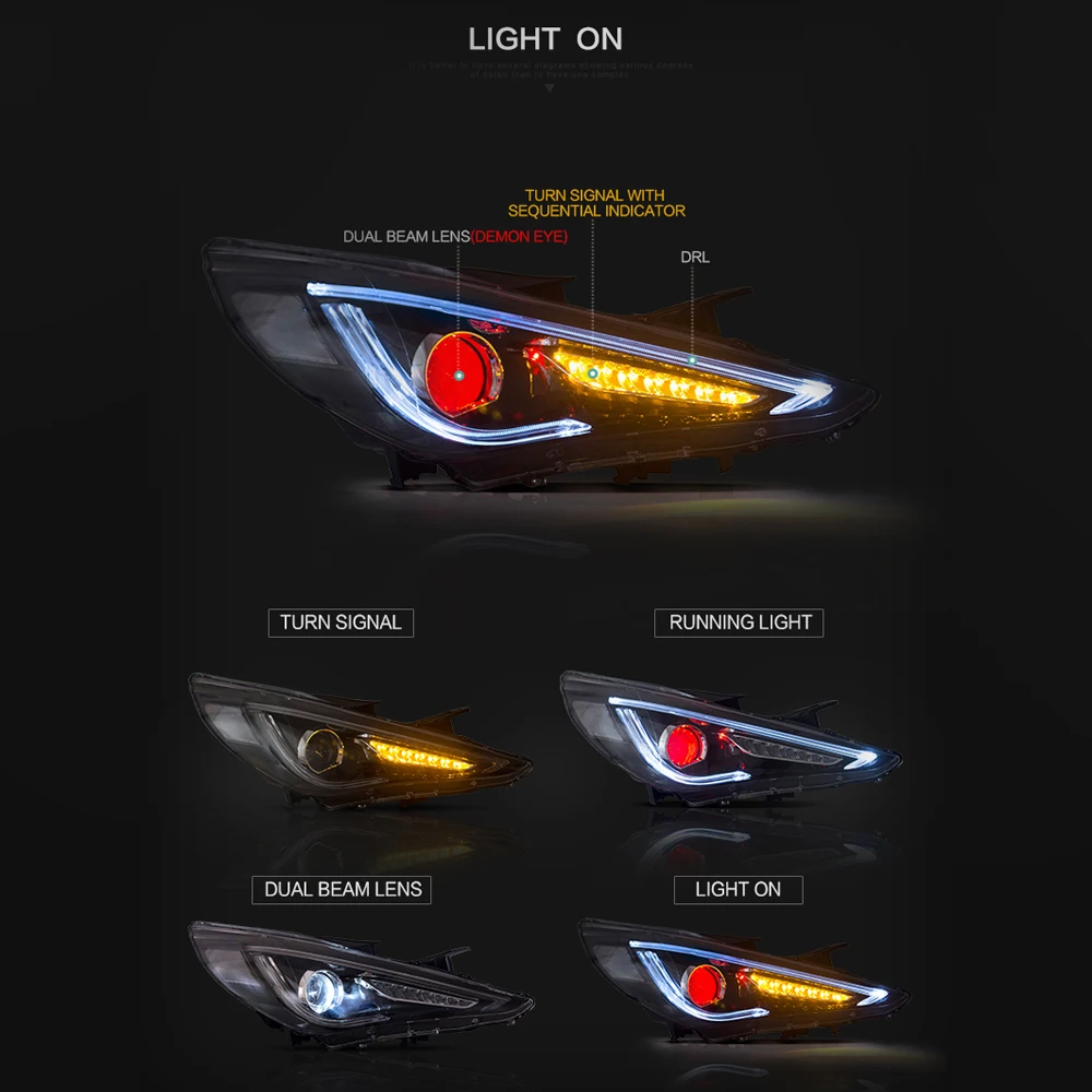 LSlight для HYUNDAI SONATA 2011 2012 2013 2014 светодиодные фары сборки лампы ходовой свет стоп Стоп