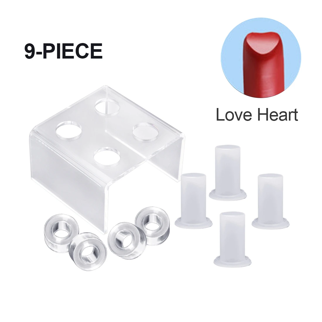 

9-piece DIY 12.1mm simple lipstick filling tube Heart-shaped silicone mold aluminum ring four-hole bracket homemade lipstick t