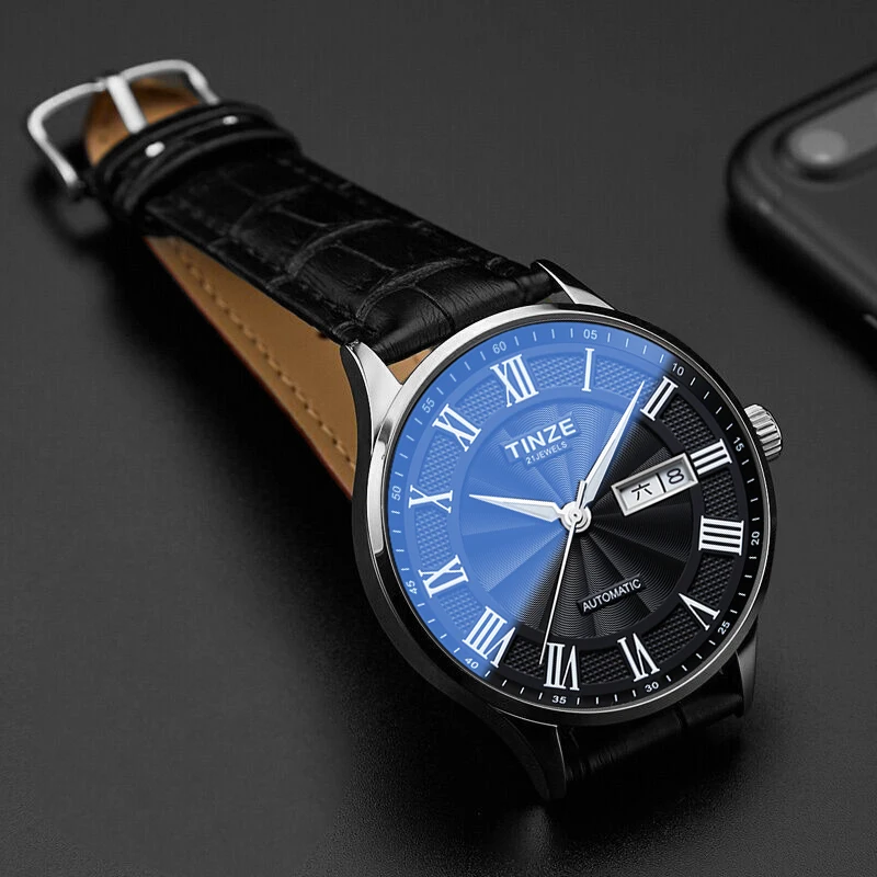 Relogio masculino automatico мужские часы daydate автоматические черные кожаные водонепроницаемые часы MIYOTA uhren herren luxusmarke automatik