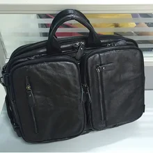 Nesitu черный Цвет реального Пояса из натуральной кожи Для мужчин Курьерские сумки Бизнес дорожная сумка портфель 14 дюймов ноутбука Портфели# m7014