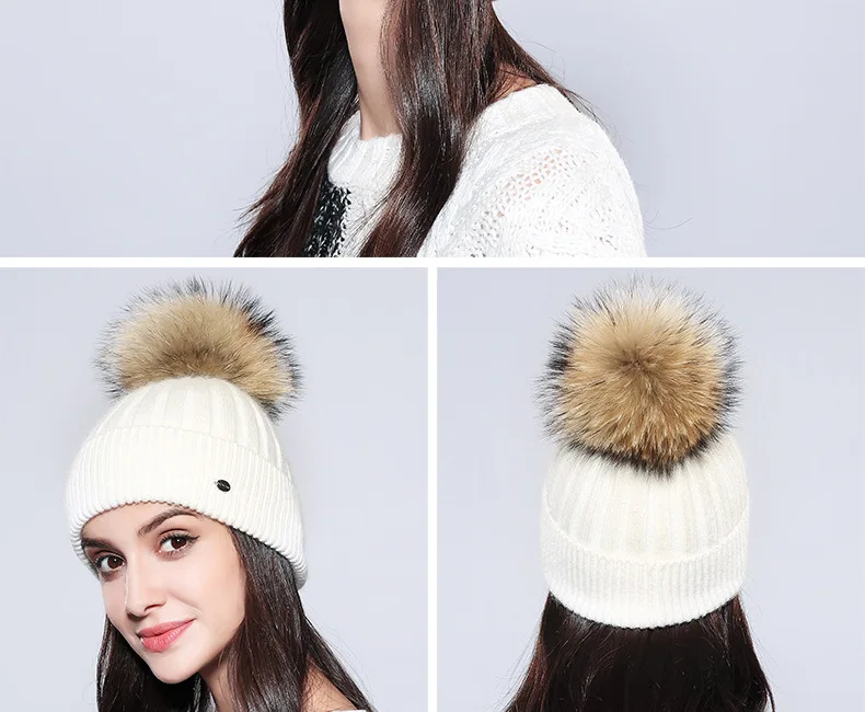 Женские трикотажные помпоном Hat для девочек зимняя теплая шерсть Кепки студентов Вязание шерсть шляпа удобные Повседневное капот