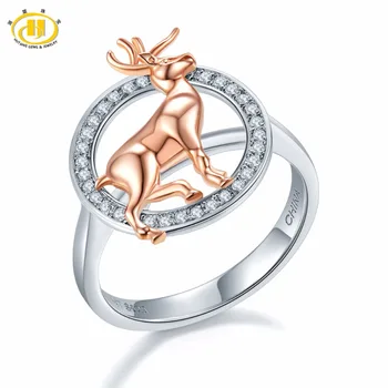 

Hutang Engagement Ring Solid 925 Sterling Silver Deer Shape Fine Fashion Jewelry For Women's Gift NEW New Year Christmas Gift