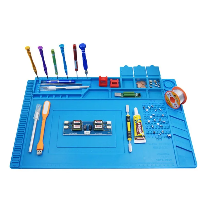 

Anti Static Heat Insulation Silicone Pad Desk Mat with Magnetic Holder for BGA Soldering Smartphone Iphone Repairing Electronic