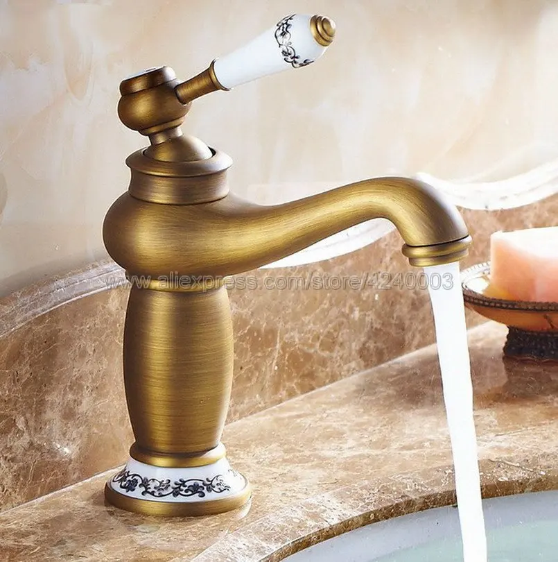 Basin Faucets Bathroom Faucet Ceramic Single handle Basin Mixer Tap Bath Antique Faucet Brass Sink Water Knf503 Basin Faucets Bathroom Faucet Ceramic Single handle Basin Mixer Tap Bath Antique Faucet Brass Sink Water Knf503