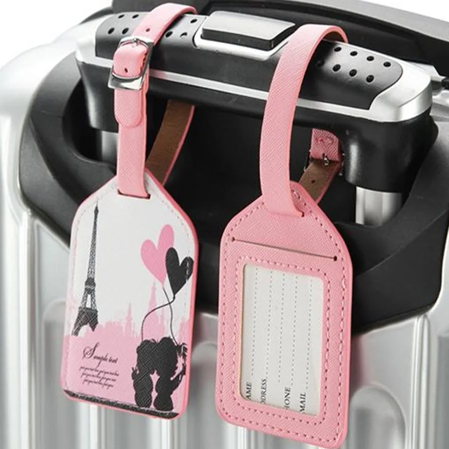 

Hot Eiffel Tower Old Times Suitcase Leather Luggage Tag Label Bag Pendant Handbag Travel Accessories Name ID Address LT08A