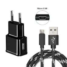 1 м 2 м микро USB зарядное устройство провод нейлоновый шнур+ путешествия ЕС зарядное устройство для samsung Galaxy J4 J6 plus A6 J8 J3 J2 J5 Prime J7 Neo