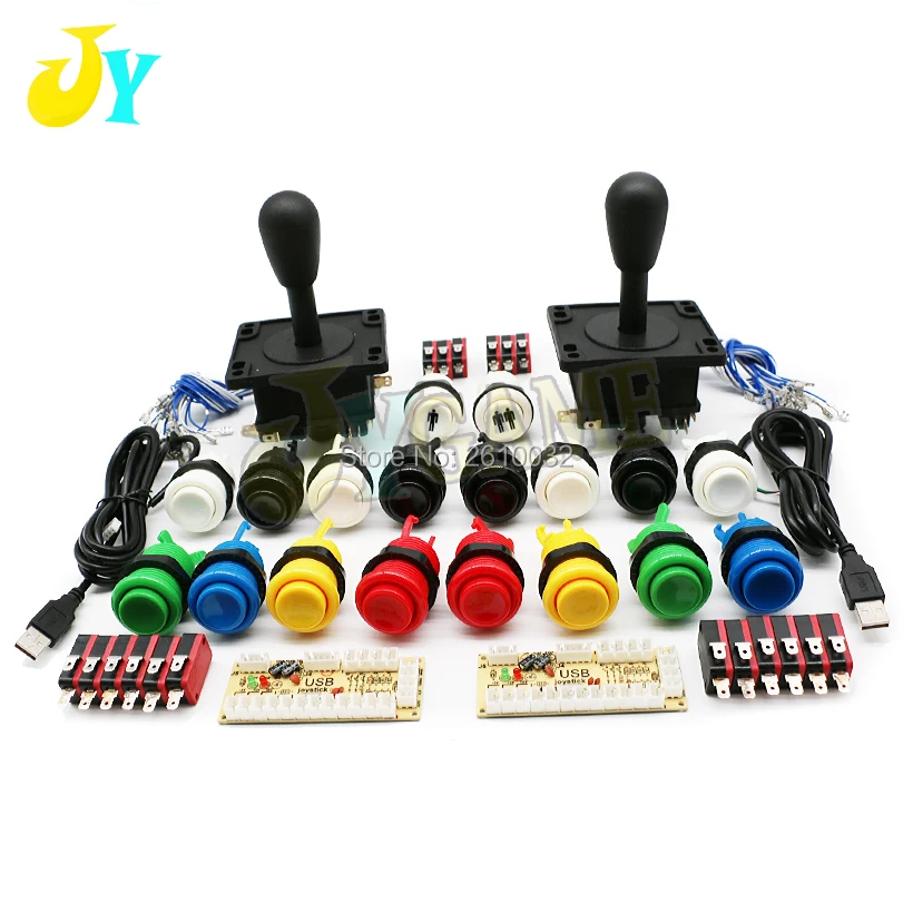 

2 Players Arcade DIY Kit Zero Delay USB Encoder American Style Joystick 28mm Push Button PC Mame Raspberry pi 1 2 3