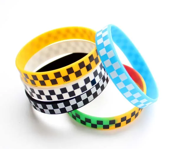 

New Square logo Silicone Logo Engrave Hologram Bracelets Wristband 50pcs