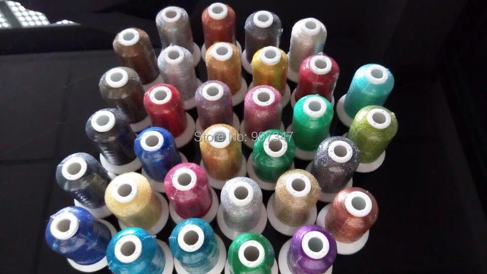 Simthread, Новое поступление, цветная металлическая нить для вышивки, 550 ярдов, мини конус, 32 цвета+ 5 шт., светящиеся нитки
