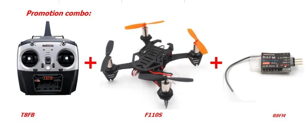 

Radiolink T8FB transmitter radio lefthand throttle + F110S FPV drone+R8FM receiver promotion combo