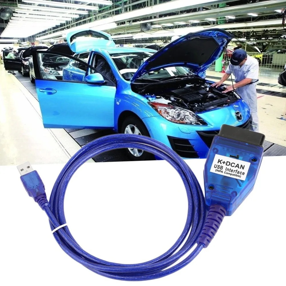 Practical K+DCAN USB Interface Chip Scan Reader Diagnostic Cable For BMW Switched UK INPA DIS SSS NCS Coding + 20pin