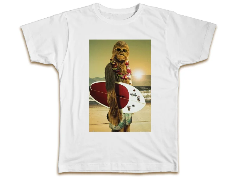 

Chewbacca Surfing T-Shirt - Funny Star Wars Top Cool Birthday Present Gift Dad Free shipping Harajuku Tops free shipping