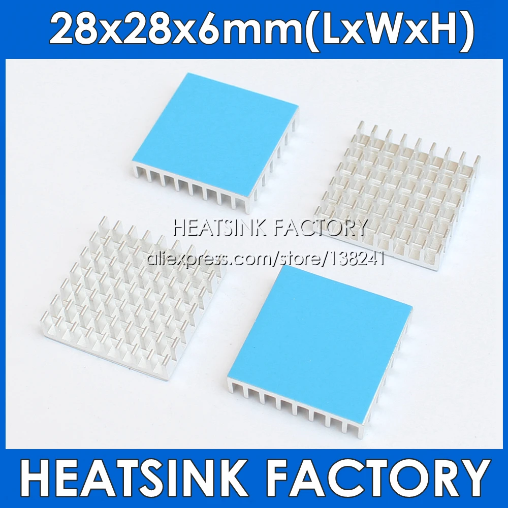 

28x28x6mm Silver Anodized Aluminum Heat Sink Cooler Radiator Heatsinks With Thermal Pad Heat Dissipation Radiator