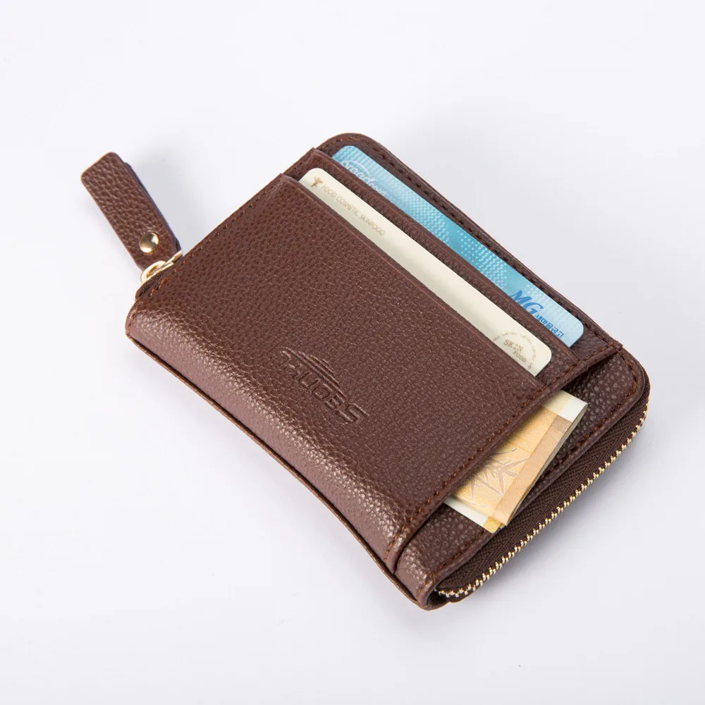 Zipper Men Wallet Men Leather Purse Leather Money Bag Credit Card