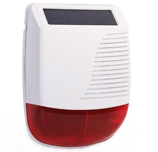 

433 MHz outdoor wireless strobe siren solar powered with red flash light 110db for pstn wifi gsm alarm system home security