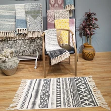 Килим черный белый хлопок ковер для гостиной геометрический индийский ковер полосатый современный коврик современный дизайн скандинавский стиль