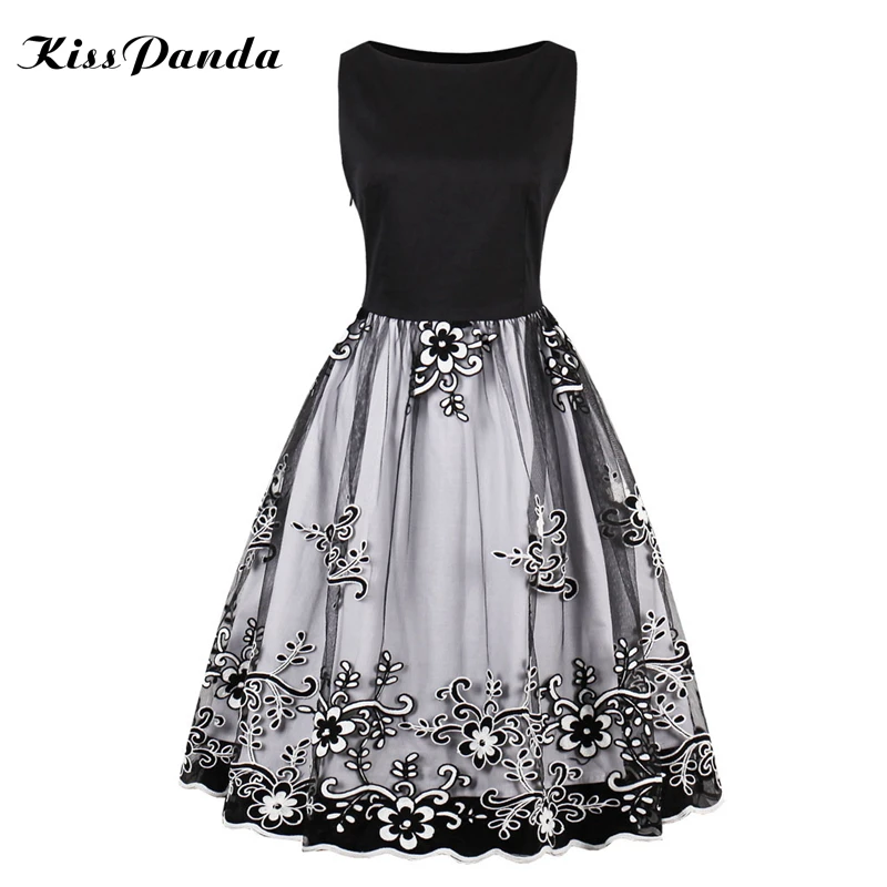 women dress 2017 lace floral print a-line vintage dresses summer autumn (8)