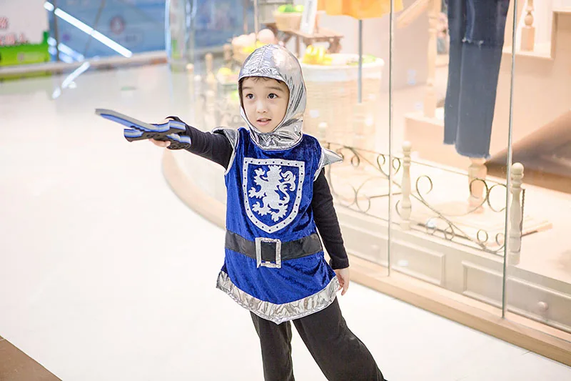 Костюм средневекового рыцаря, воина, меча для маленьких мальчиков, костюм Ланселота, одежда с капюшоном, бронежилет, пальто, штаны для детей