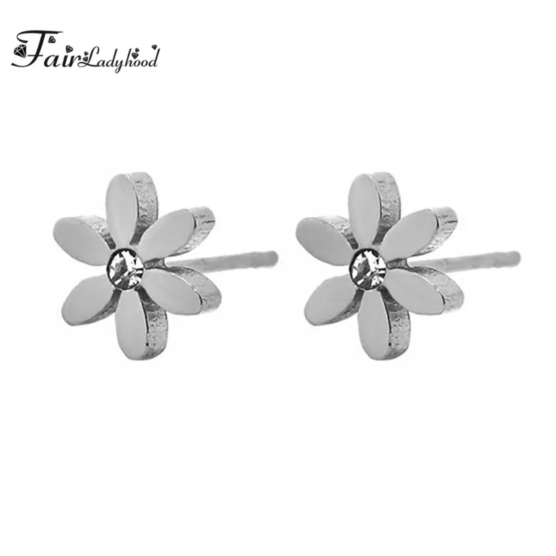 FairLadyHood, опт, серьги-гвоздики для женщин и девочек, серьги-гвоздики из нержавеющей стали, серьги в форме цветка, Женские Ювелирные изделия, подарок