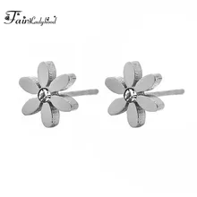 FairLadyHood, опт, серьги-гвоздики для женщин и девочек, серьги-гвоздики из нержавеющей стали, серьги в форме цветка, Женские Ювелирные изделия, подарок