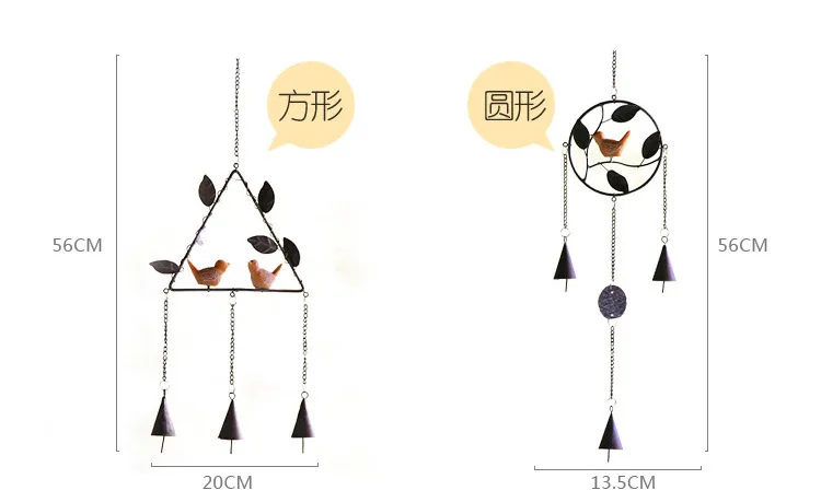 Дополнительно четыре птички творческий японский ручной работы металлический колокол куранты украшения висит кованого железа творческий домашнего интерьера