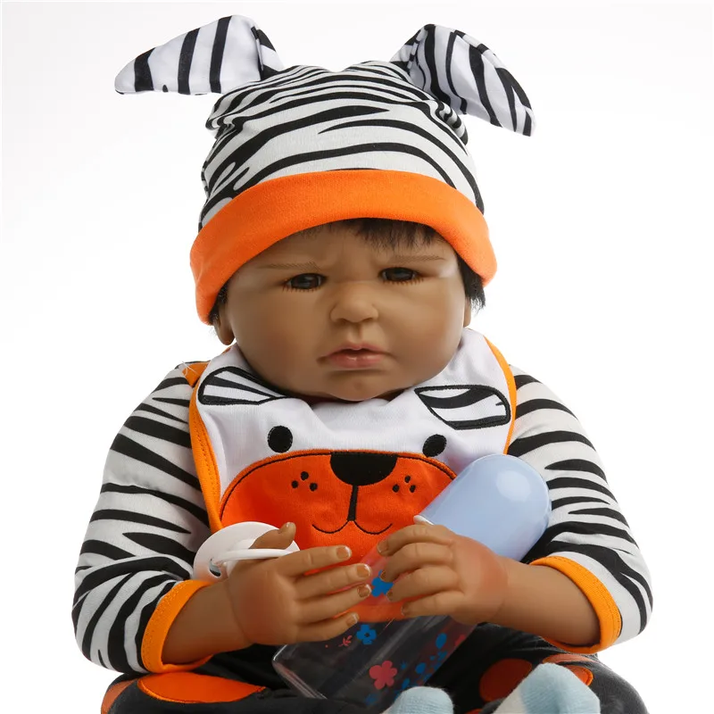 

SanyDoll 22 inch 55 cm Silicone baby reborn dolls, lifelike doll reborn babies toys Cute black doll