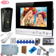 7″ LCD Screen Video Door Phone Intercom System + Metal Waterproof Camera Home Intercom System Unit + Rfid Cards Electronic Lock