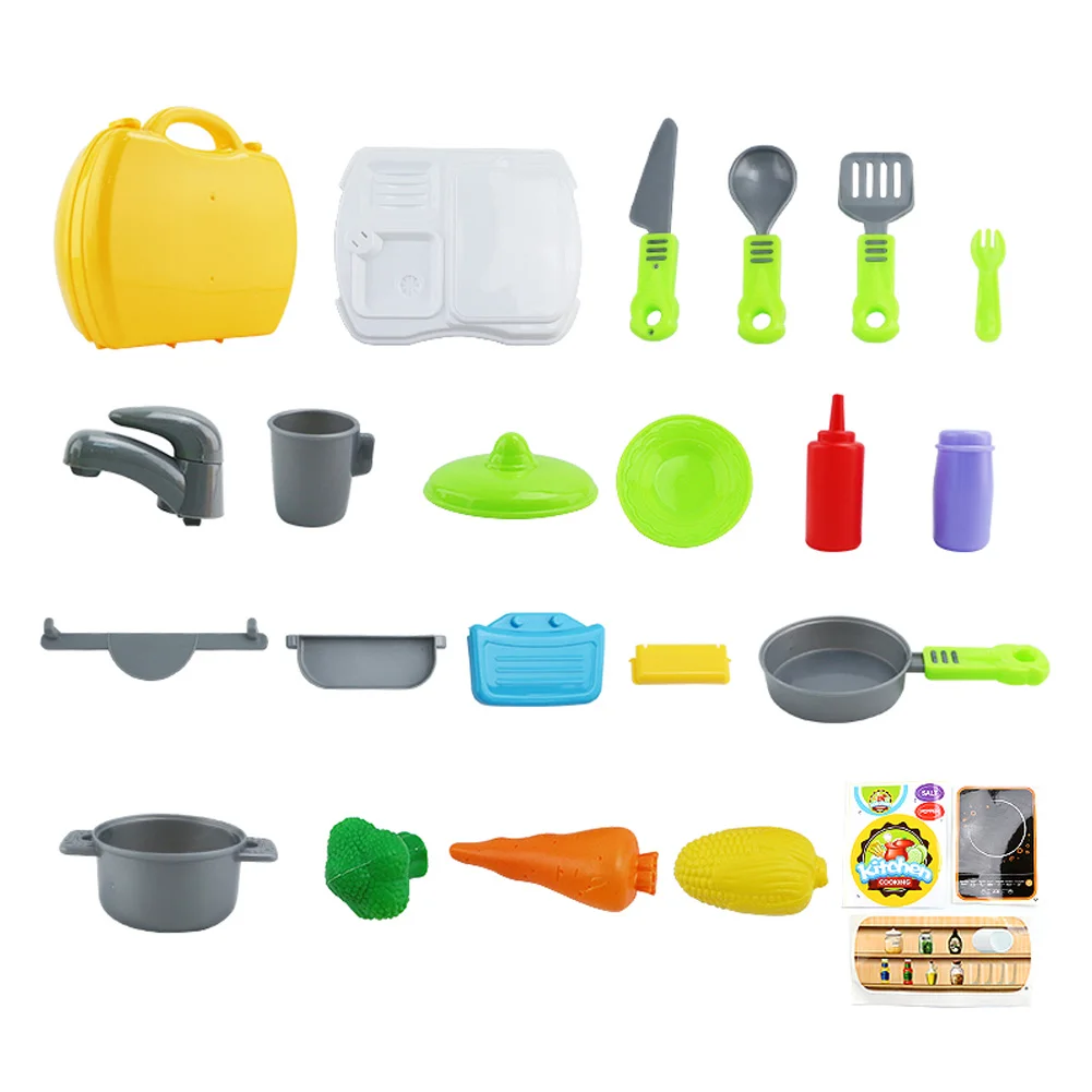 Детский игровой дом игрушки кухонная утварь для готовки туалетный столик кассовый аппарат инструмент чемодан доктора